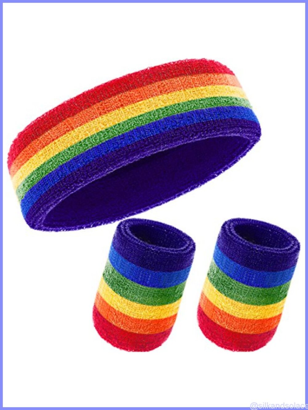3 Pc Cotton Spandex Sweatbands Set Headband Wristbands Sport Yoga